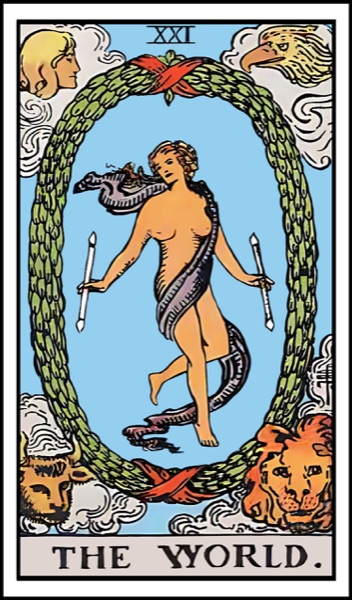 Die Welt (XXI) — Rider-Waite-Smith Tarot